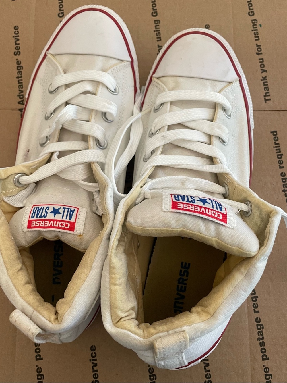 Converse All Star Men's White High-Top Sneakers with Red Trim